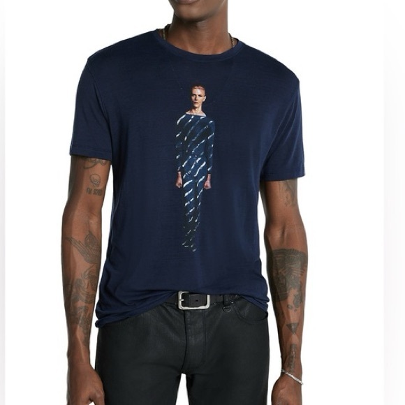 John Varvatos Other - JOHN VARVATOS DAVID BOWIE TEE NAVY BURNOUT FABRIC SIZE XL NWOT